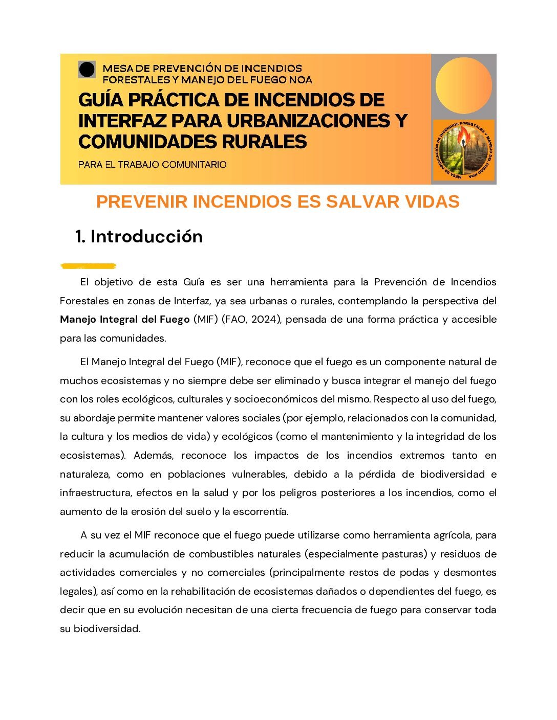 Guía Práctica de Incendios de Interfaz para Urbanizaciones y Comunidades Rurales