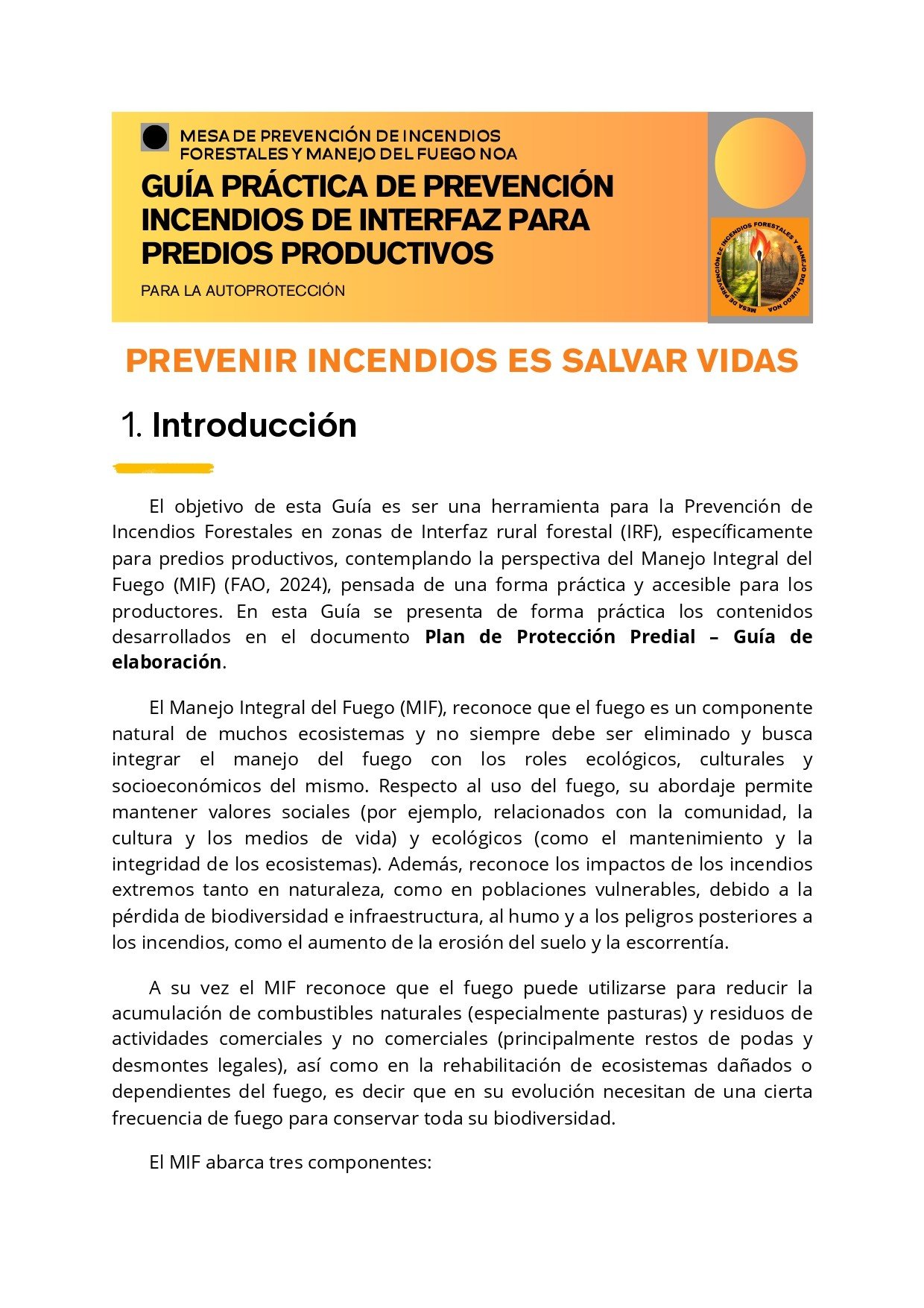 Guía Práctica de Prevención de Incendios de Interfaz para Predios Productivos
